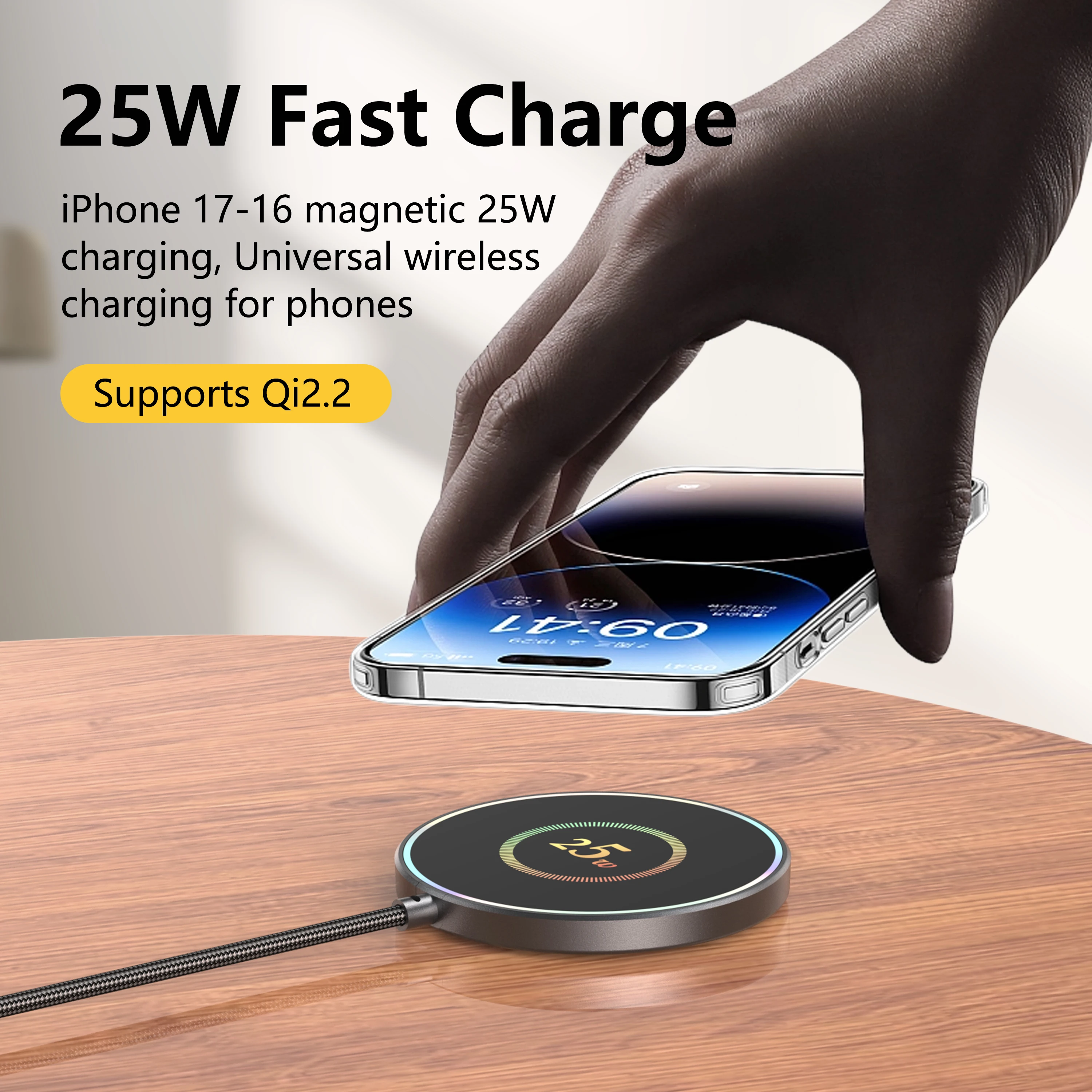 Беспроводная магнитная зарядная станция QI2 25W с быстрой зарядкой, мощный магнит, для iPhone и Samsung (art.: 3920dc8d6d95b) - 3920dc8d6d95b