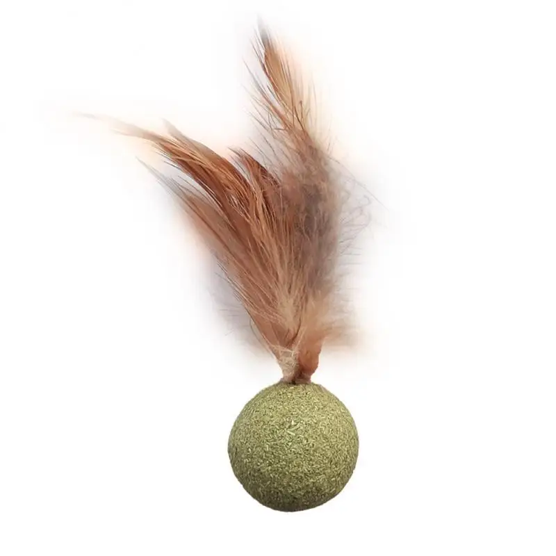 

New Catnip Ball Cat Feather Toy Ball Cat Snack Teeth Cleaning Molar Hair Removal Ball Cat Grass Cat Toy Interactive