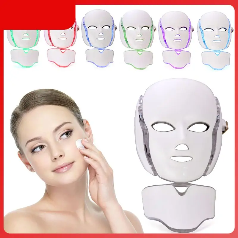 

7 Colors LED Photon Light Therapy Facial& Neck Mask Skin Rejuvenation Anti-Aging Acne Therapy Whitening Instrument New