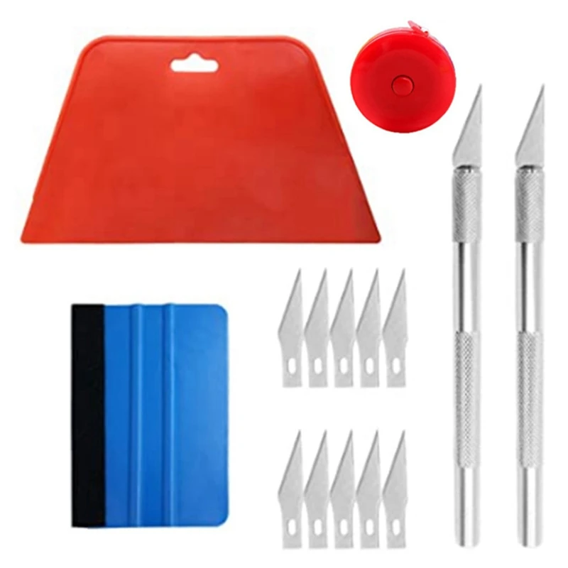 

15-Piece Set Of Double-Sided Scraper Sealing Scraper Film Tool Set Kit With Roller Hard Scraper Tape Measure Knife Set Kit
