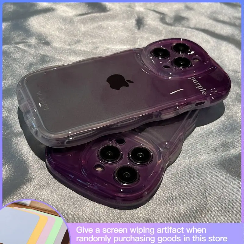 

Wavy Edge Oval Gradient Purple Phone Case Suitable for IPhone14 14Promax 13promax 12promax 11 All-pack Anti-fall Advanced Sense