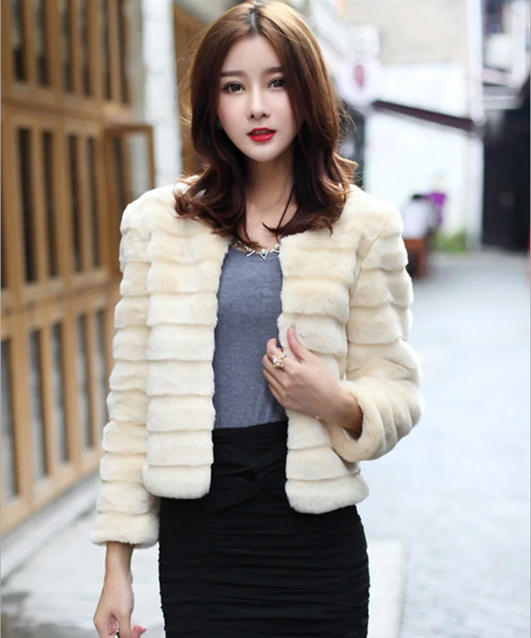 Women's Fur Jacket Winter Faux Fur Coat Imitation Rabbit Fur Leather Fur Coat Imitated Mink Wool Coat Women Faux Fur Coat
