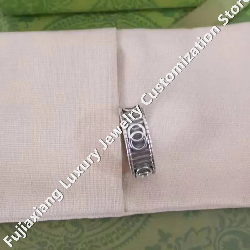 

Popular 925 Single Silver Double Letter Ring in Europe and America Square Vintage Ring Carved 925 Silver Couple Ring Party Gift