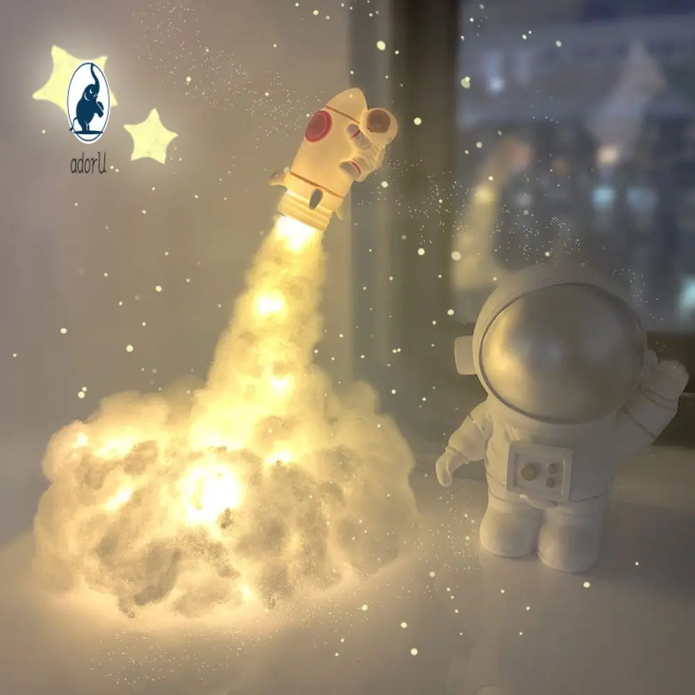 

3D Print Rocket Night Lamp For Space Lover Portable Mood Light For Living Room Indoor Table Lamp For Bedroom One-button Switch