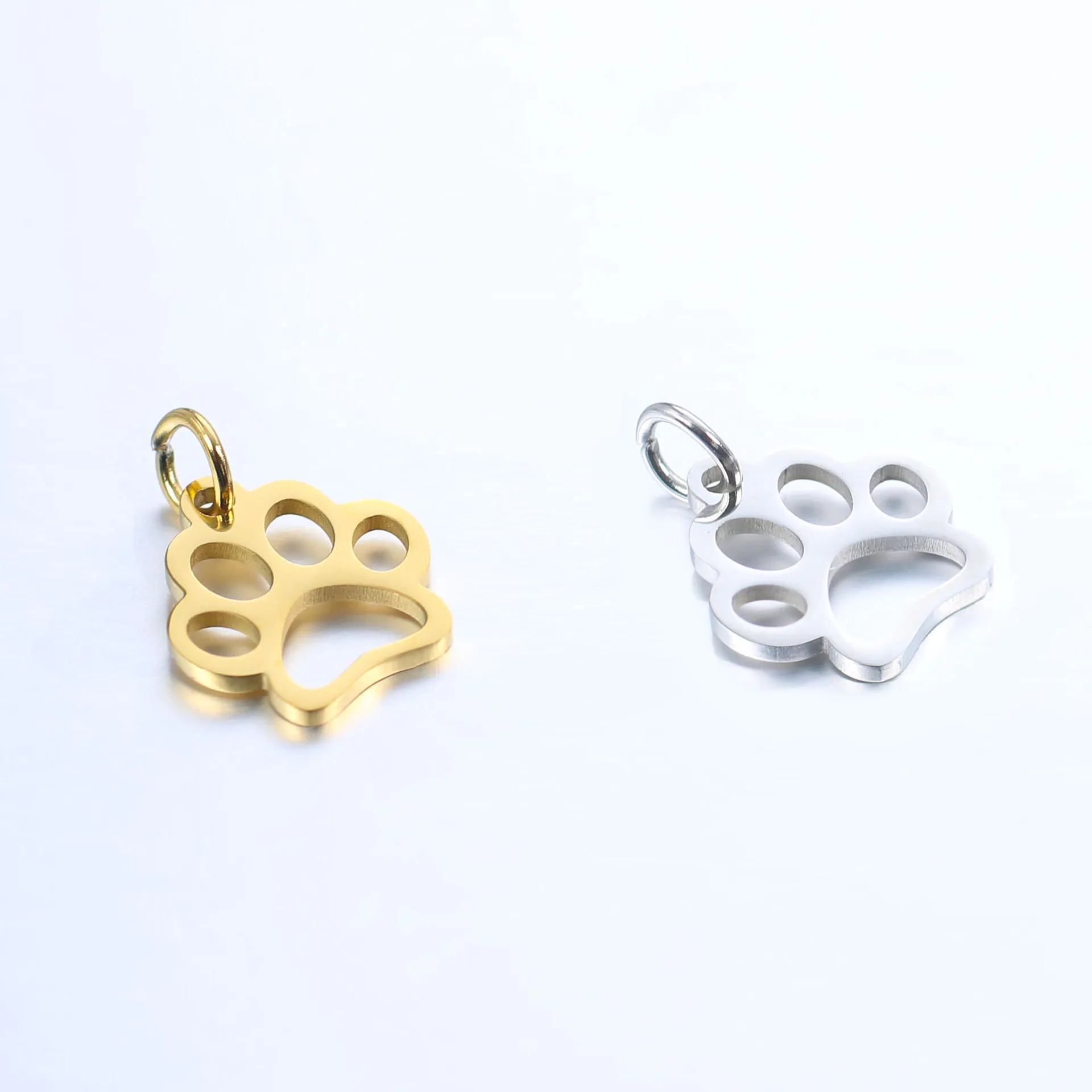 5Pcs/Lot Stainless Steel Cat&Dog Claw Pendants With Jump Rings Hollow Animal Claw Charm for Necklace Earring Jewelry Making
