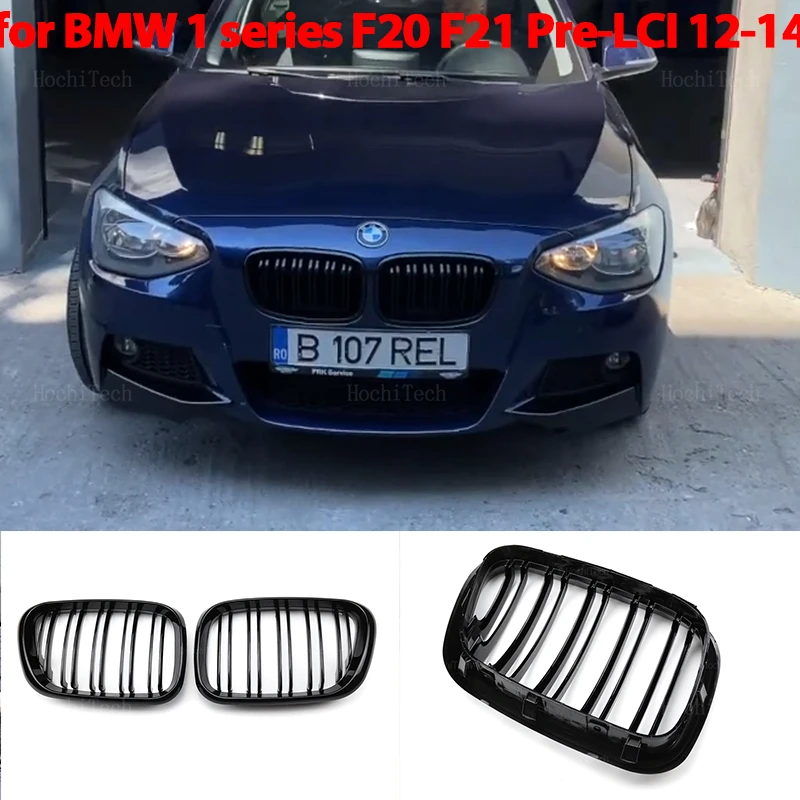 

Car Glossy Black Grill Front Kidney Grille for BMW 1 Series F20 F21 Pre-LCI 2011-2015 Dual Slats Double Line Grills Accessories