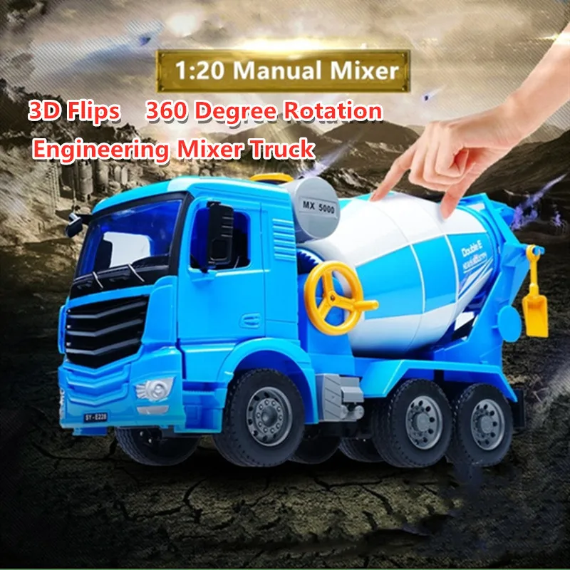 Высокопроизводительная модель инженерного транспортного средства 1:20 с вращением, 3D переворачиваемая машина, Электрический инженерный миксер, грузовик, миксер Высокопроизводительная модель инженерного транспортного средства 1:20 с вращением, 3D переворачиваемая машина, Электрический инженерный миксер, грузовик, миксер