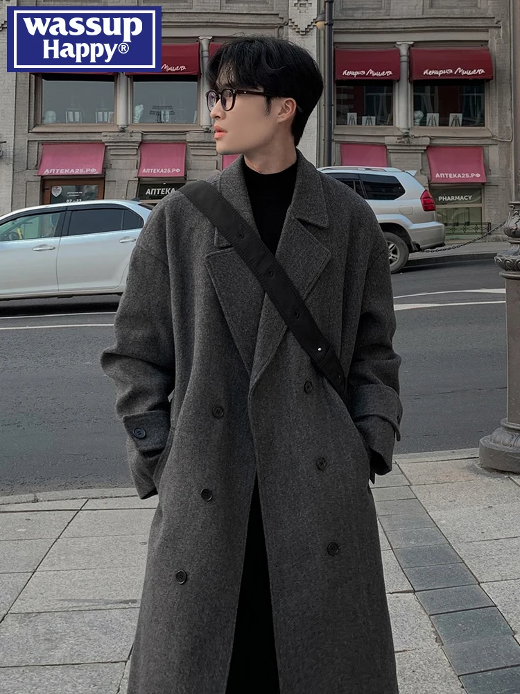 Wassup Happy шерстяное пальто средней длины мужская осенне-зимняя шерстяная верхняя