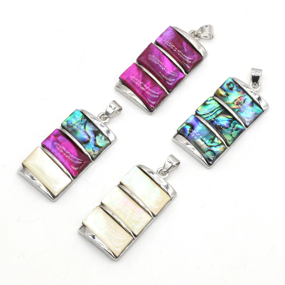 

6 PCS Wholesale Price Charm Natural Abalone Shell Rectangle Pendant Jewelry Making DIY Necklace Earring Accessories Gift 18x35mm