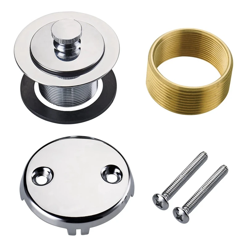 

1 Set Chrome Polished Bathtub Bath Tub Stopper Lift And Turn Twist Tub Drain Trim With Overflow Faceplate