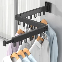 folding clothes hanger retractable cloth drying racks indooroutdoor wall mount aluminum household clothes organization