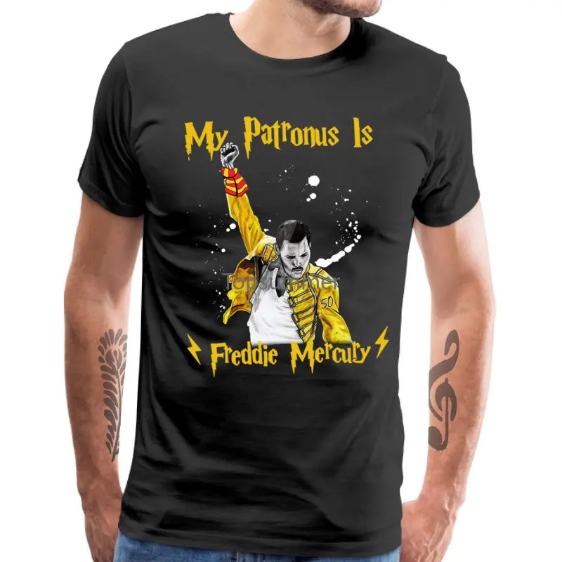 

T Shirt For Men My Patronus Is Freddie Mercury Gift Tops 100% Cotton O-Neck T-Shirt Casual Tshirt Queen Band Hip Hop Streetwear