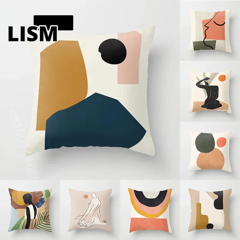 

45x45cm Decorative Pillow Case Artistic Pillowcase Peach Skin Geometry Home Decoration Car Cushion Cover Badroom Sofa Pillows