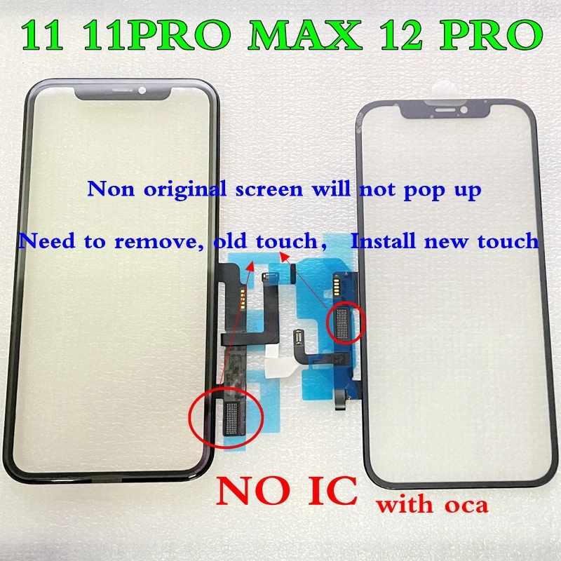 

Новое стекло без сенсорного экрана с дигитайзером IC TP и клеевой пленкой OCA для iPhone 12 11 Pro Max, оригинальная сенсорная микросхема IC требуется по...