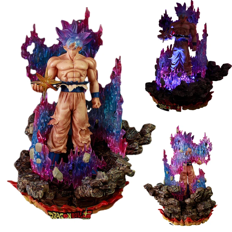 

Dragon Ball Super Super Saiyan One Awakening Ultra Instinct Gk Heterochromatic Version Son Goku Glow Figure Model Toy Gift