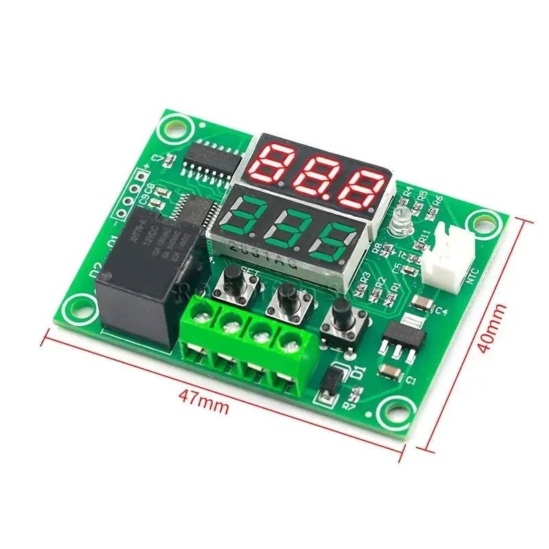 Фото XH-W1219 W1219 DC12V Двухканальный цифровой терморегулятор с LED-дисплеем, контроллер температуры, реле управления, модуль датчика NTC №2