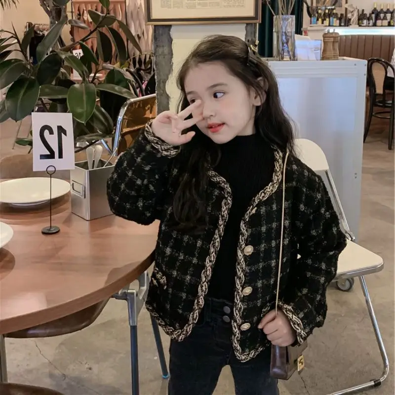 

2-8T Toddler Girl Jacket Little Girls Clothing Plaid Kid Coats Fashion Jackets for Girls Party Club Streetwear Spring Top Outfit