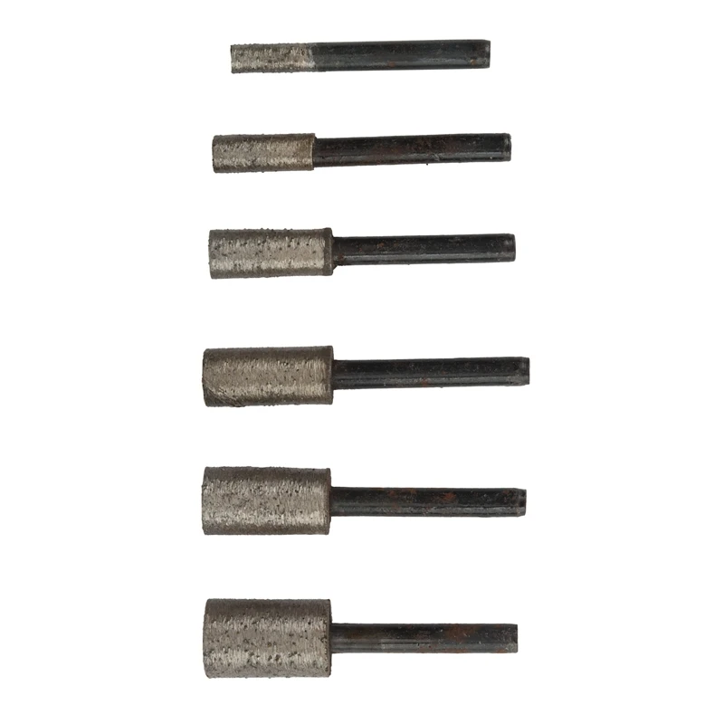 

6Pcs 6-16Mm Cylindrical Diamond Sintered Grinding Head, Used For Stone Carving And Grinding