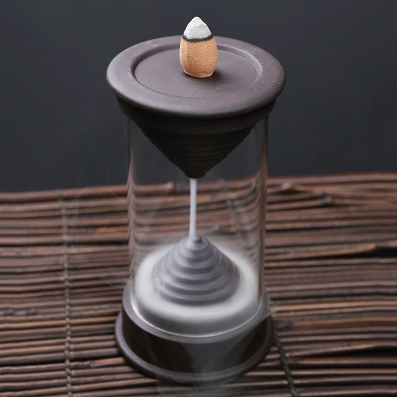 

Hourglass Zisha Pottery Backflow Waterfall Smoke Incense Burner Censer Holder Home Crafts Decoration