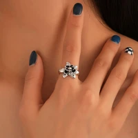 vintage skull flower rings for women men geometry skeleton ring hiphop punk stackable chunky finger accessories jewelry gifts