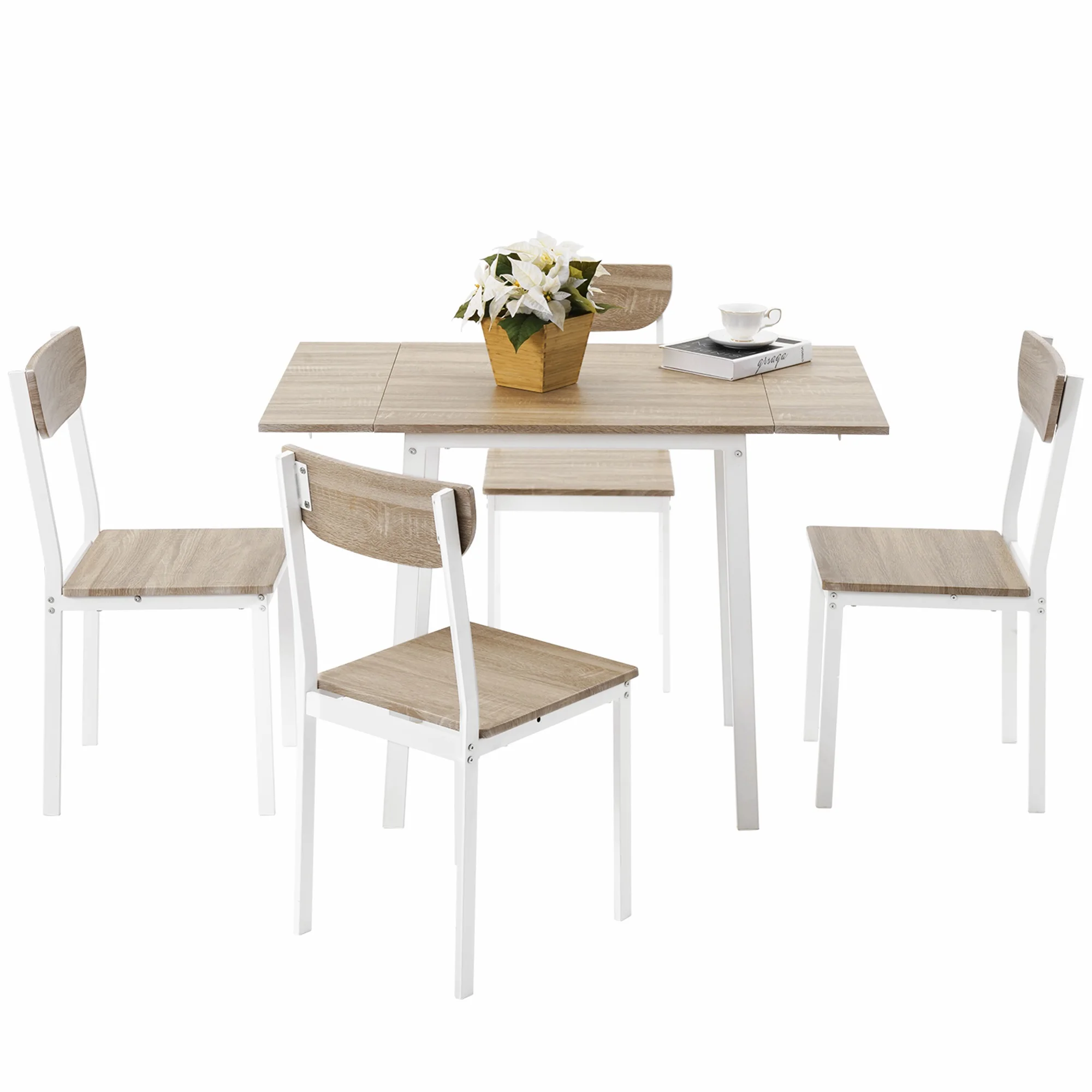 YG TOPMAX 5-piece Modern Металлический Набор для столовой с 1 Drop Leaf обеденный стол и 4
