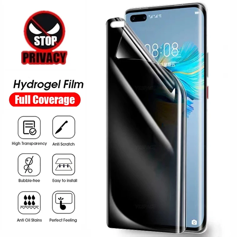 

Anti Spy Peeping Privacy Hydrogel Film For Huawei Mate 20 30 40 50 P30 P40 P50 P60 Pro Plus Art Soft Full Cover Screen Protector