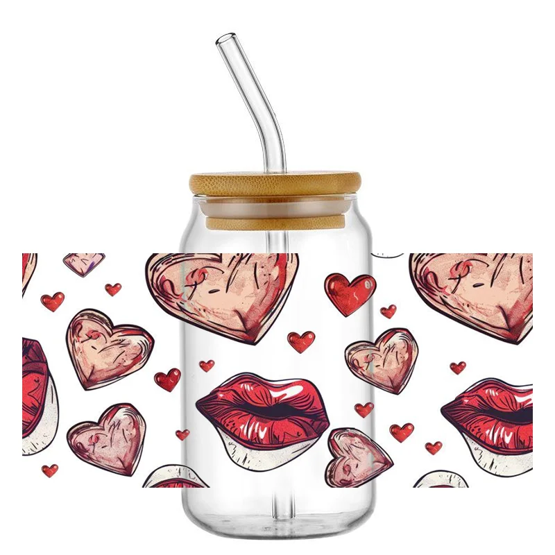 Наклейка на чашку поцелуй День святого Валентина переводная наклейка с защитой