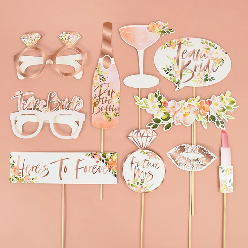 

Team Bride Wedding Photo Booth Props Glasses Bachelorette Hen Party Decoration Supplies Bride to be Just Married Photobooth Gift