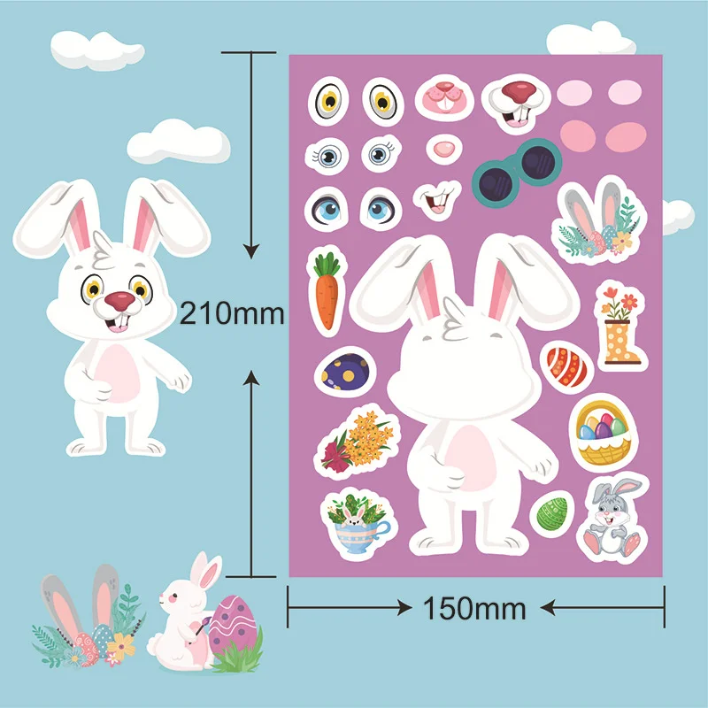 Сделайте вашу пасхальное яйцо наклейки с милым мультяшным рисунком сделай сам