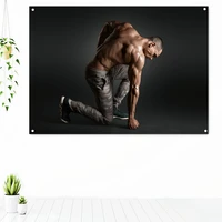 bodybuilding men human back muscle tapestry wall hanging workout inspirational banner flag film print poster wall art gym decor