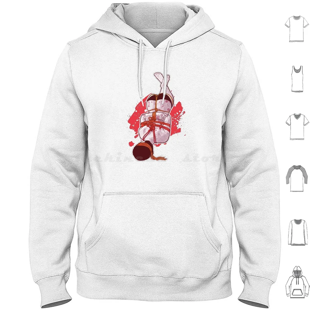 Shibari Artwork-Rope Art Hoodie Cotton Long Sleeve Rope Bondage Tied Kink Kinky Bdsm Up Restraints Woman