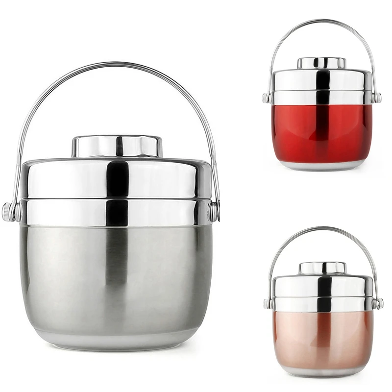 

New-1.5Lstainless Steel Food Bento Box 12 Hours Vacuum Lunch Box Keep Warm 2 Layer Lunch Box Soup Jar Insulated Box