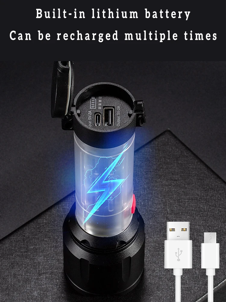 Высокомощный светодиодный фонарик перезаряжаемая батарея 7-скоростной фонарь