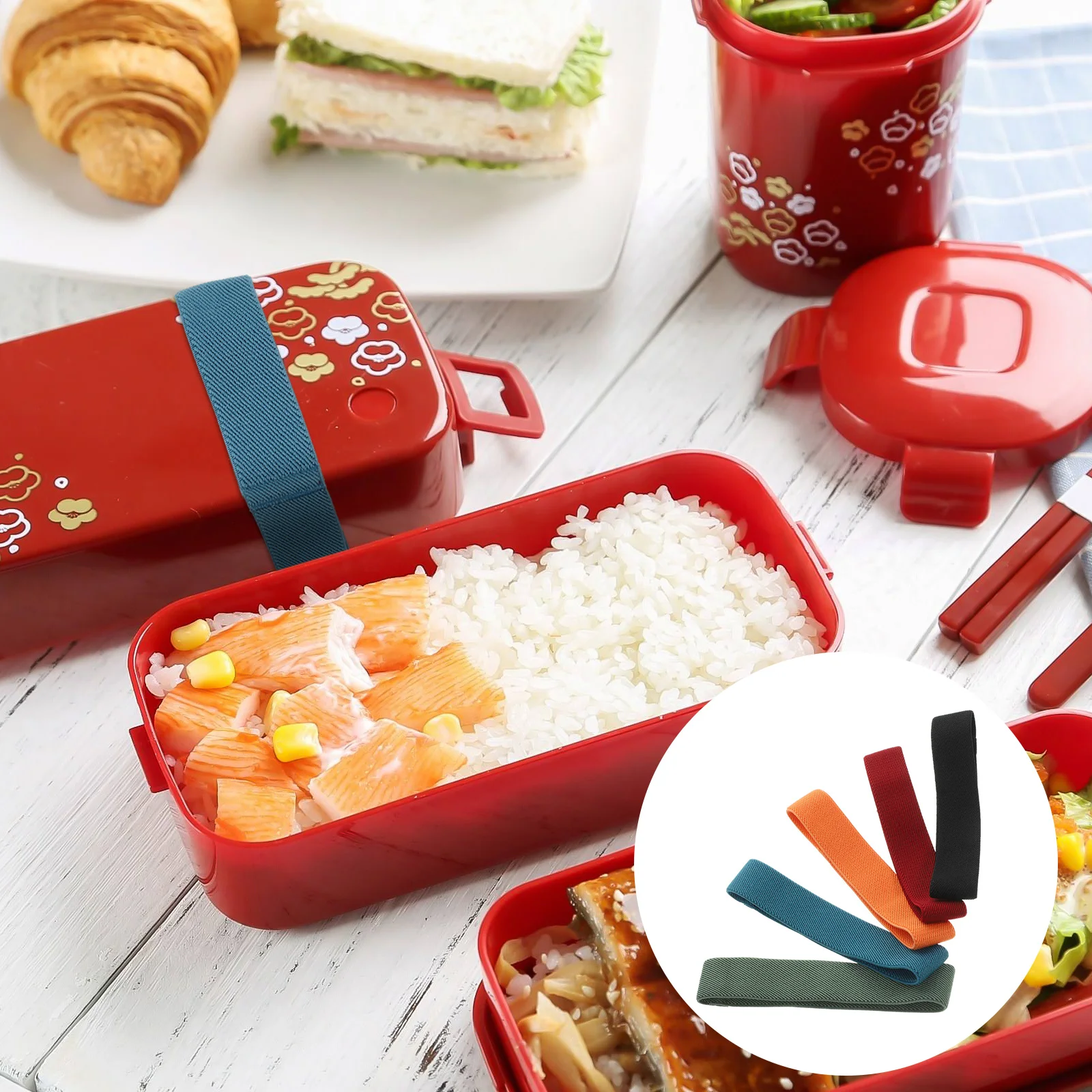 

10 Pcs Bento Box Strap High Elasticity Bands Black Container Straps Nylon Lunch Fixing Food