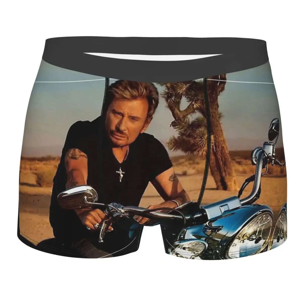 

On His Davidson Johnny Hallyday Rock Music French Singer Underpants Panties Man Underwear Ventilate Shorts Boxer Briefs