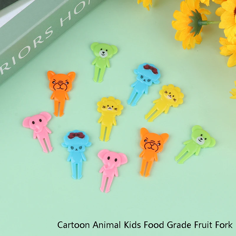 

7/10Pcs Fruit Fork Food Grade Plastic Mini Cartoon Kids Cake Fruit Toothpick Bento Lunch Bento Accessories Party Decoration