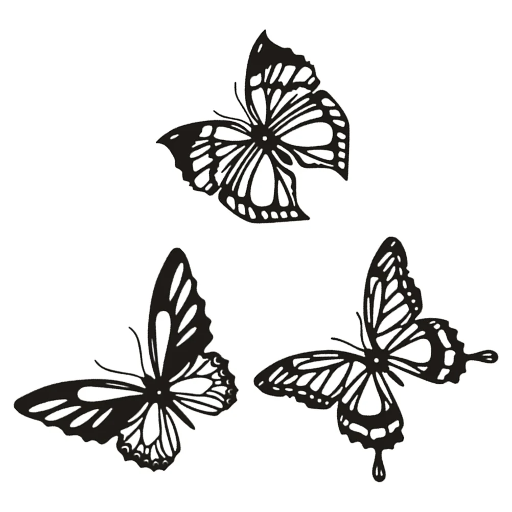 

3 Pcs Hollow Iron Butterfly Butterflies Decor Wall Vintage Rustic Outdoor Sticker Photo Decoration