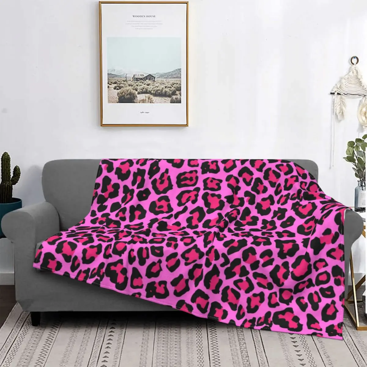 

Hot Pink Leopard Print Blankets Cheetah Animal Spot Flannel Funny Soft Throw Blanket for Home Decoration