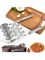 5 wheels cutter stainless steel pizza roller blade dough divider peeler roller pastry knife cake baking tool kitchen gadgets