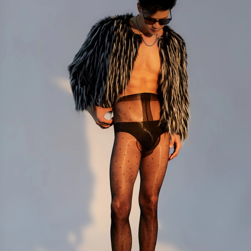 Мужские Бесшовные колготки в горошек