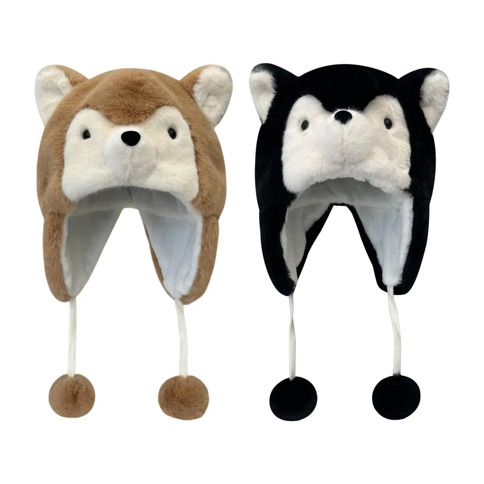 

Husky Plush Hat Cosplay Costume Cartoon Animal Hat Fashion with Ear Flaps Warm Headwear Windproof Ski Hat Cap for Men Women Gift