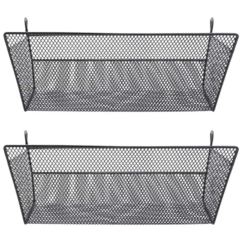 

JHD-2X Shelf Baskets, Office Table Dormitory Bedside Hanging Storage Supplies Desktop Corner Shelves Basket With Hook- Black