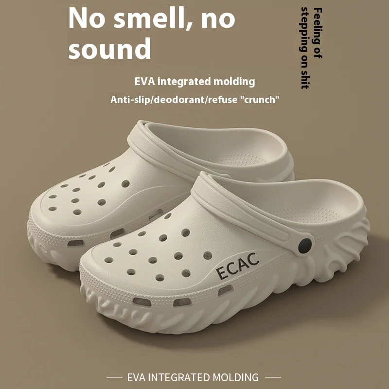 Фото Новинка 2023 года, женская летняя уличная одежда Crocs, нескользящая толстая мягкая подошва, дышащая пляжная обувь из ЭВА, двойная пляжная обувь с головой Бао №3