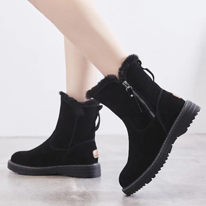 

2021 Genuine Leather Winter Shoes Women Snow Boots Warm Shoes Cold Winter Woman Ankle Boots Female Height Increasing 35-40
