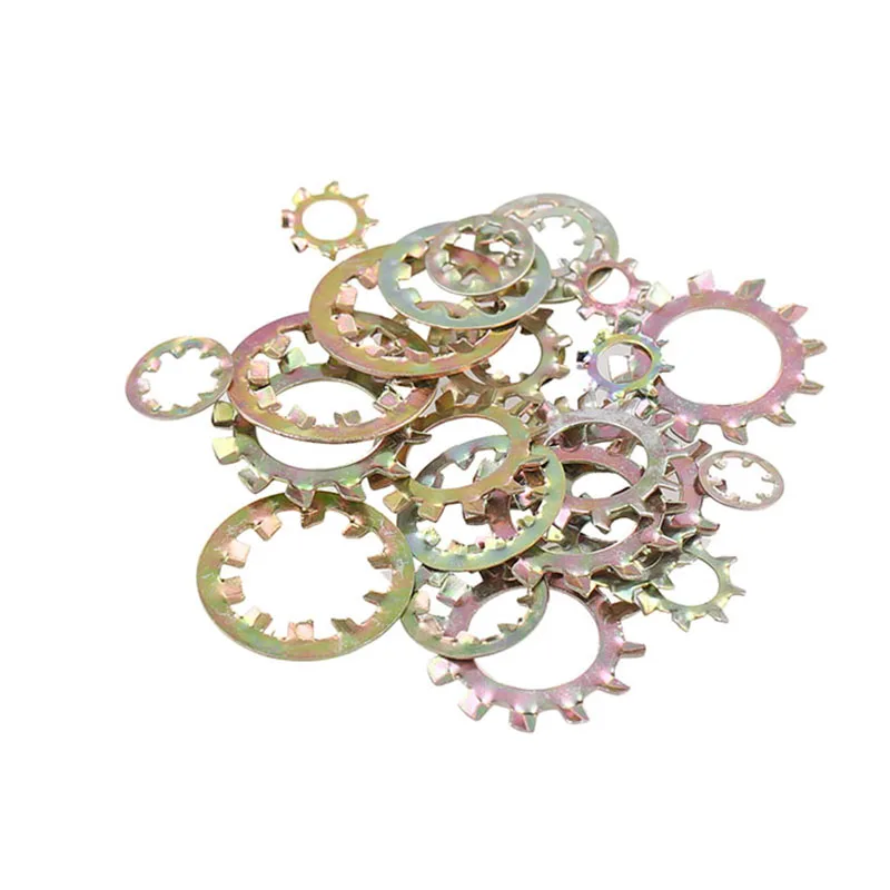

50Pcs M3 M4 M5 M6 M8 M10 Galvanized Steel Outer Tooth And Inner Tooth Gasket Serrated Lock Washer Anti-loose Gasket DIN6798