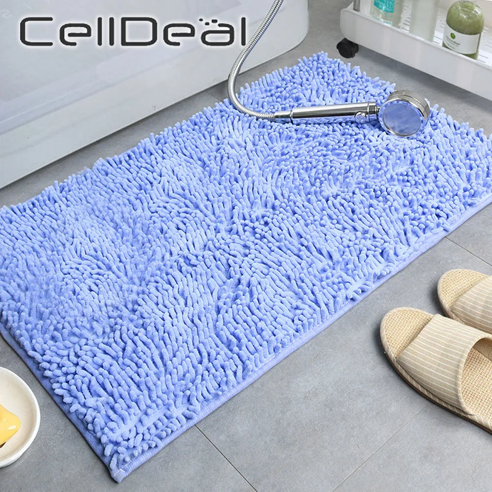 

Chenille Bath Mat Solid Color Bathroom Anti-slip Carpet Bathtub Bed Side Feet Pad Toilet Floor Rugs Kitchen Doormat Home Décor