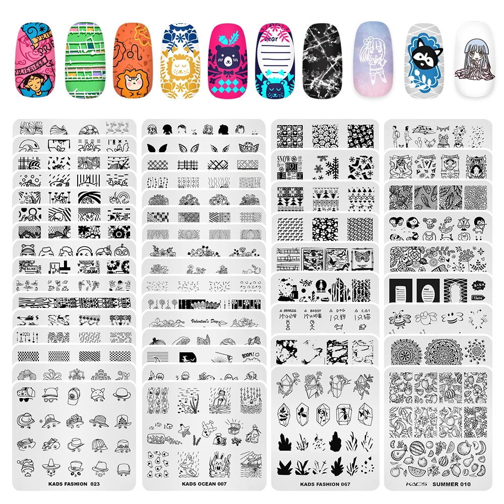 

KADS 50pcs Nail Art Stamp Plates Set Stamping Template Kit Flowers Leaves Lace Image Stamp Plate Manicuring DIY Printing Tools