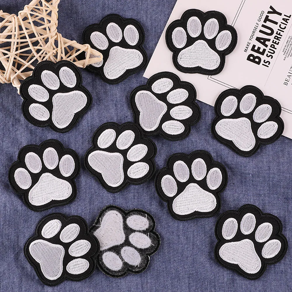 

5PCS Dog Paw Embroidered Patches Iron on Patches Girls Boys Clothes Stickers Sewing Backpack Cute Cat Claw Badge DIY Accessories