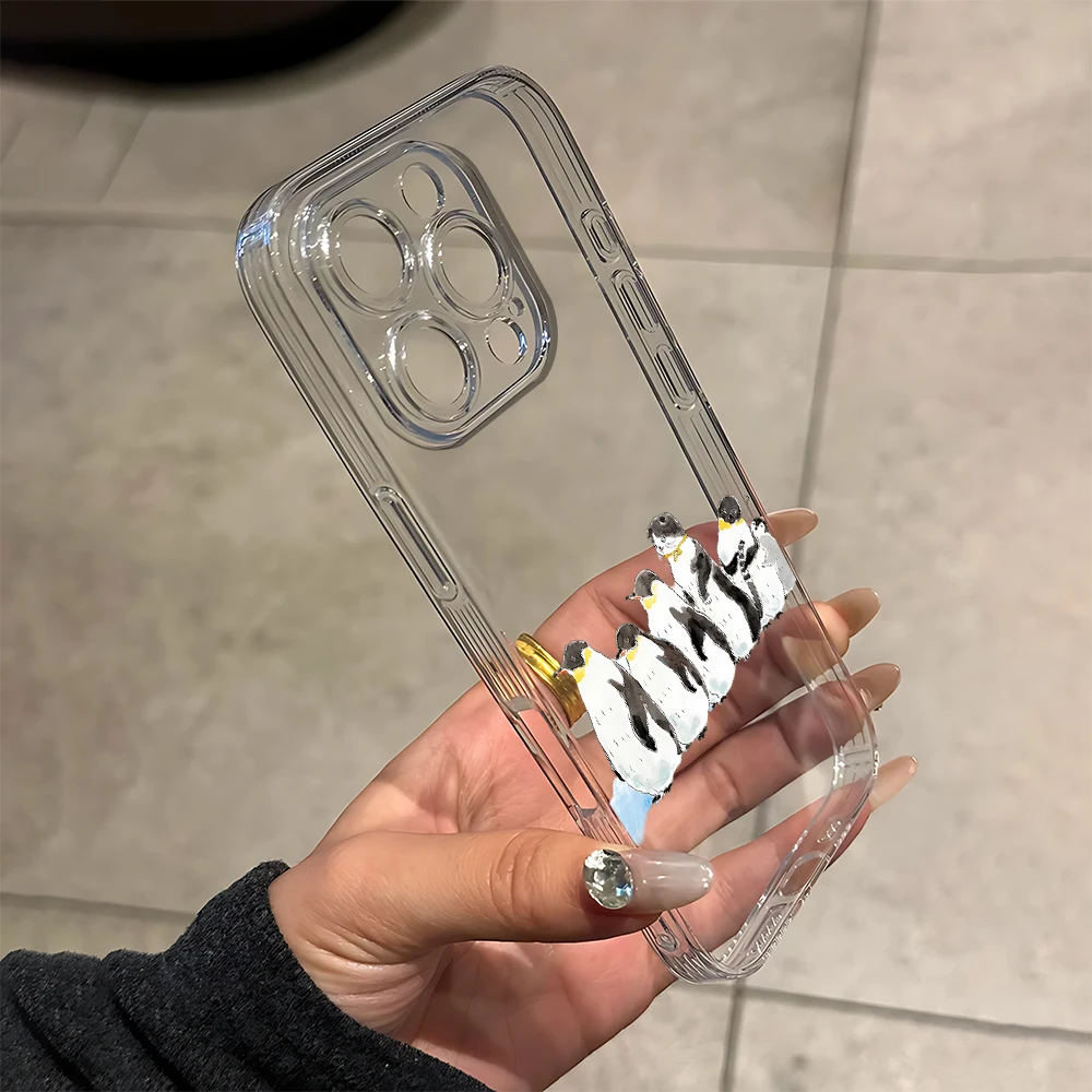 Фото Силиконовый чехол с акварельным пингвином для iPhone 17 16 15 14 13 12 11 Pro Xs Max Air Mini 7 8 6 6s Plus SE 2020 2022 Cover №3