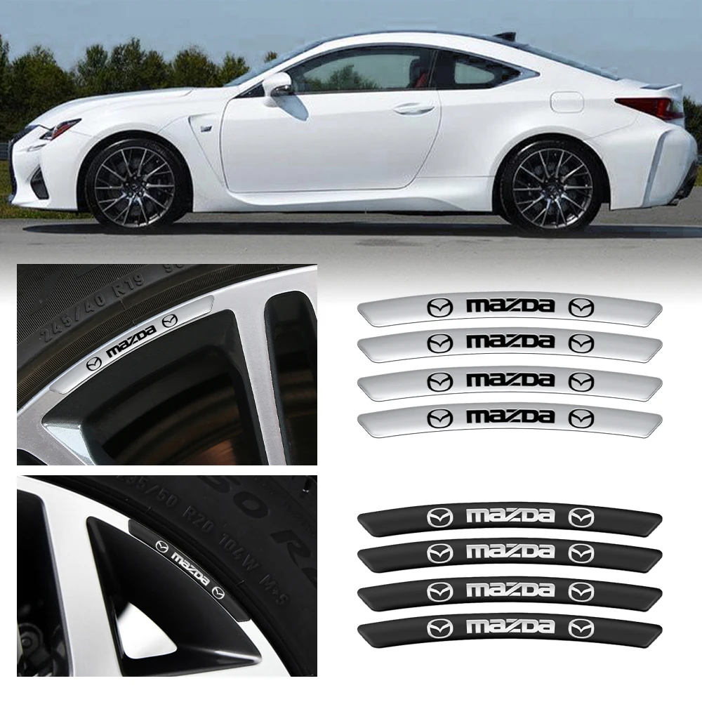 

3D Metal Aluminum 4pcs Car Emblem Wheel Hub Rim Decoration Sticker Decals For Mazda 2 3 cx5 6 MS Atenza CX4 CX8 CX9 Axela CX3